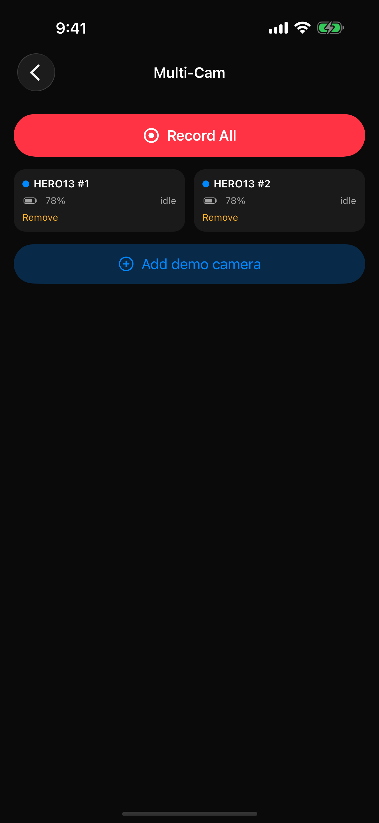 Overcrank Multi-Cam screen in Demo Mode
